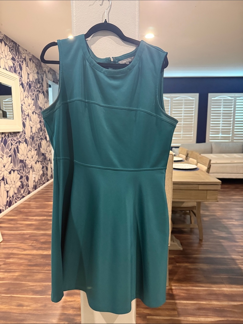 Daisy Fuentes Sleeveless Teal Fit-and-Flare Dress